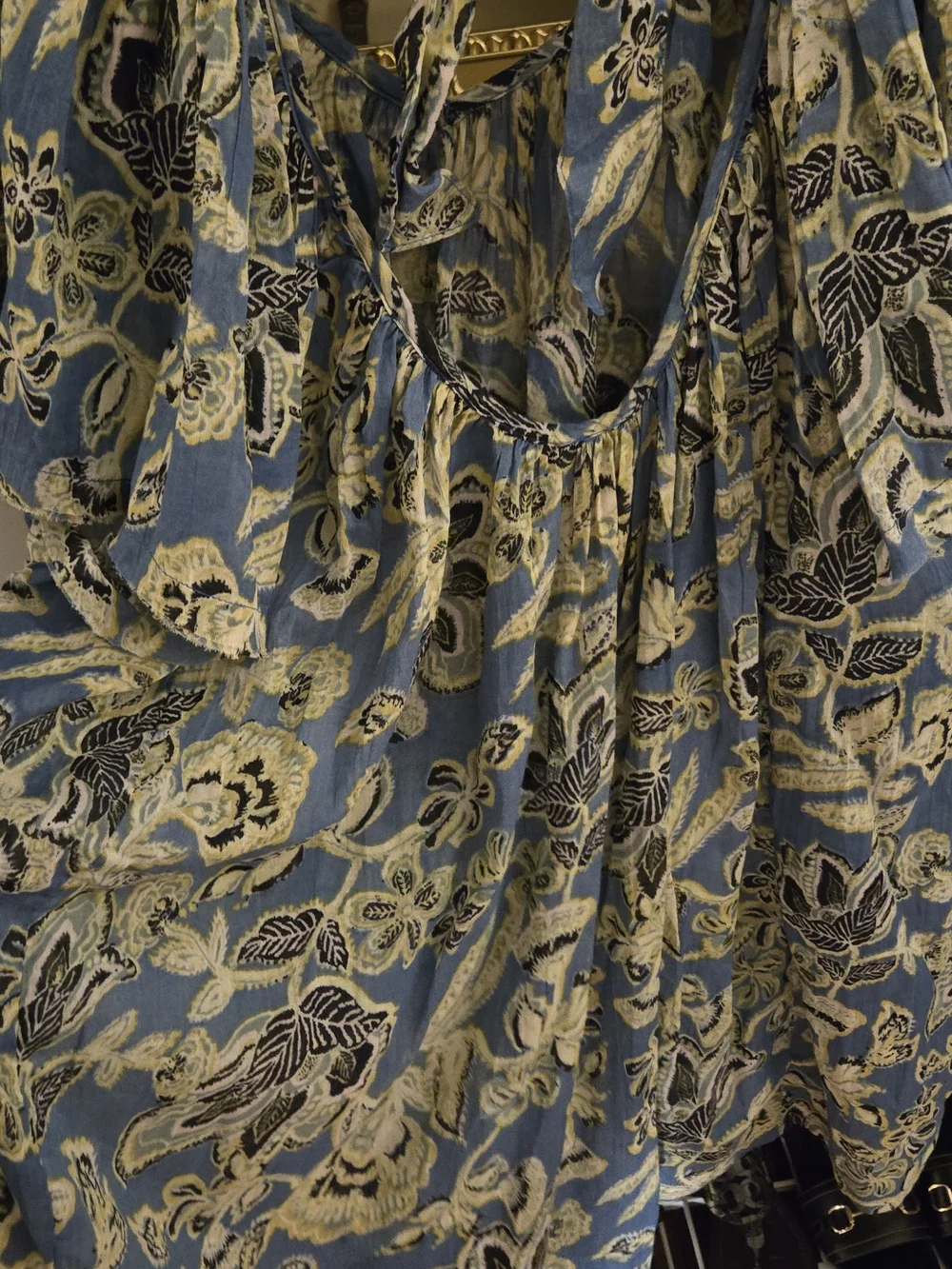 Free People Blue and Yellow Floral Mini Dress